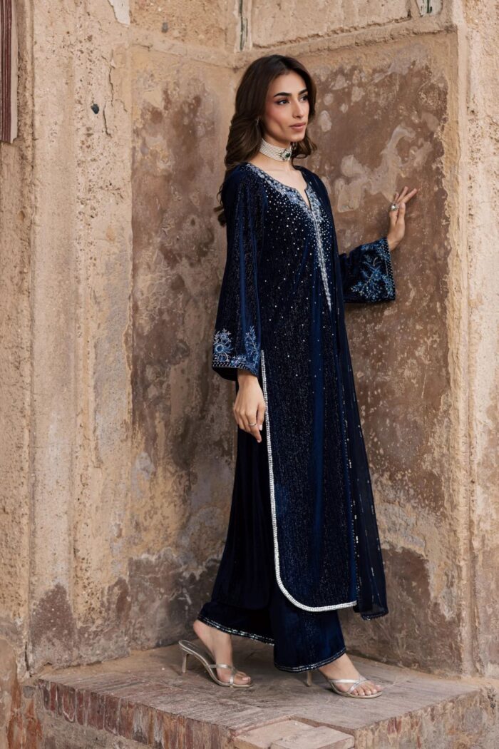 Batik | Whisper 3Pc - Velvet Formal Dress | Ready To Wear - Image 3