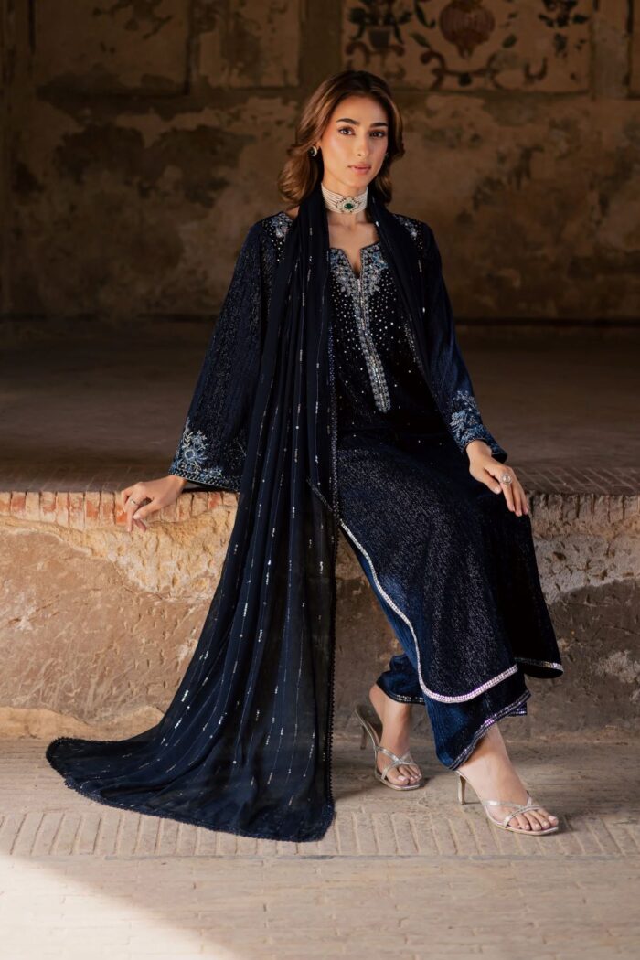 Batik | Whisper 3Pc - Velvet Formal Dress | Ready To Wear - Image 4