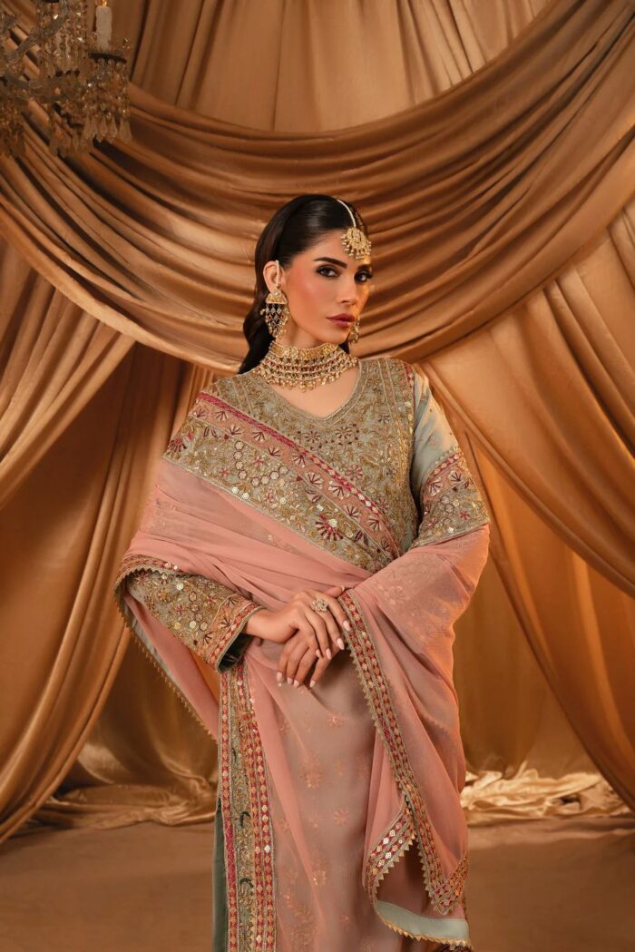 Haseens Official | 4 Piece  Embroidered Chiffon Long kurta - Sahar | Ready To Wear - Image 11