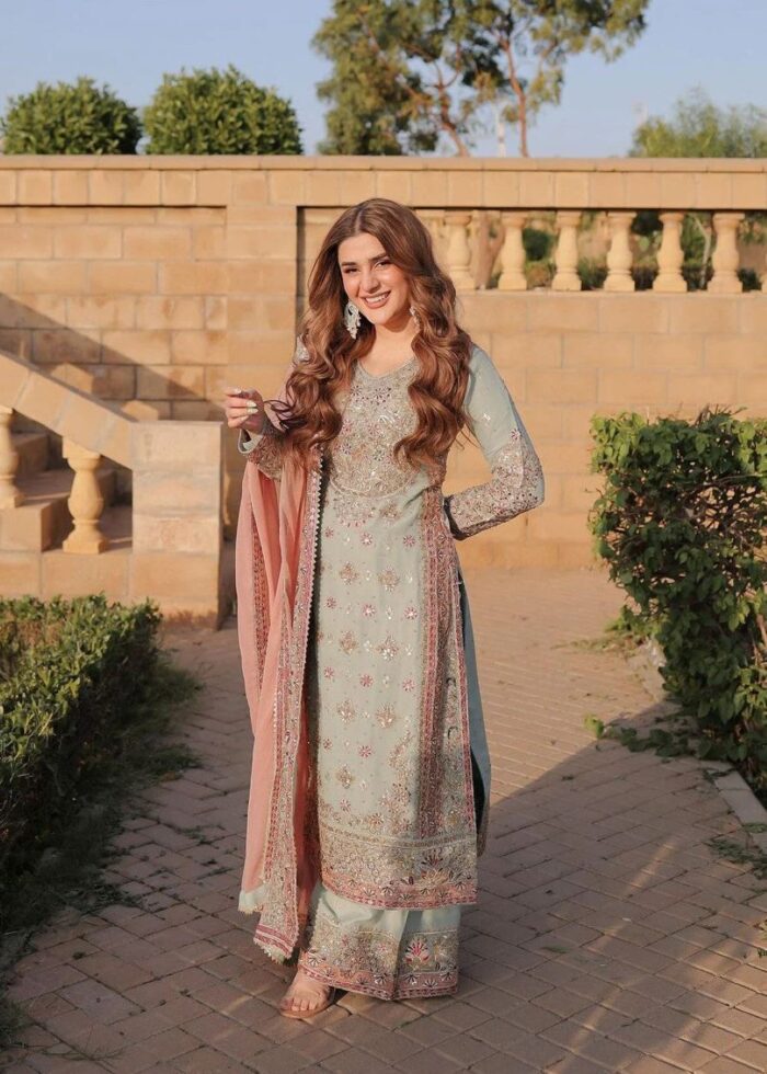 Haseens Official | 4 Piece  Embroidered Chiffon Long kurta - Sahar | Ready To Wear - Image 2