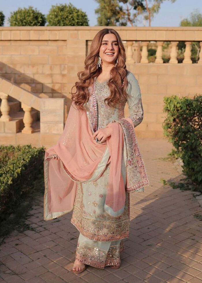 Haseens Official | 4 Piece  Embroidered Chiffon Long kurta - Sahar | Ready To Wear - Image 3