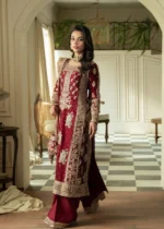 Haseens Official | 4 Piece Maroon Embroidered Chiffon Kurta Set – Anishka | Ready To Wear - Image 2
