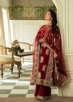 Haseens Official | 4 Piece Maroon Embroidered Chiffon Kurta Set – Anishka | Ready To Wear - Image 4