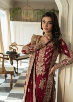 Haseens Official | 4 Piece Maroon Embroidered Chiffon Kurta Set – Anishka | Ready To Wear - Image 5