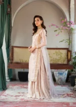 Haseens Official | 3 Piece Pastel Pink Embellished Tissue Suit with Silk Lehenga & Net Dupatta | Ready To Wear - Image 7