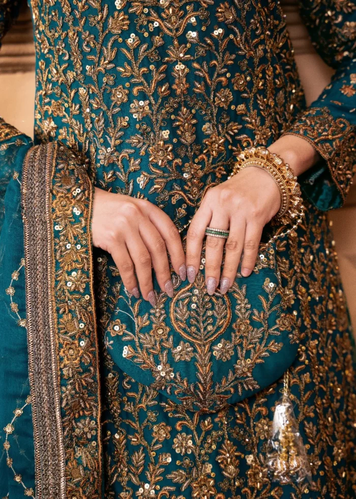 Haseens Official | 4 Piece Heavy Embroidered Chiffon Lehenga - Zulaikha | Ready To Wear - Image 3
