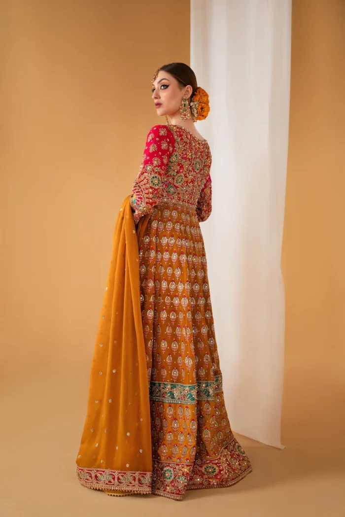 Haseens Official | 4 Piece Multi Color Embroidered Chiffon Anarkali Maxi  –  Satrangi | Ready To Wear - Image 4