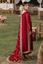 Vanya | 3 Piece Deep Maroon Embroidered Raw Silk Dress - MF-08R | Ready To Wear - Image 6