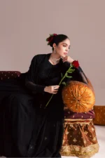 Vanya | 3 Piece Black Embroidered Chiffon Pishwas - KR-01 | Ready To Wear - Image 2