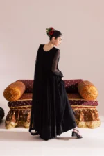 Vanya | 3 Piece Black Embroidered Chiffon Pishwas - KR-01 | Ready To Wear - Image 8