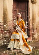 Haseens Official | 3 Piece Orange Embroidered Chiffon Short Kurta Set - Hoorain | Ready To Wear - Image 8