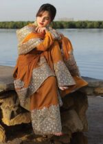 Haseens Official | 3 Piece Orange Embroidered Chiffon Short Kurta Set - Hoorain | Ready To Wear - Image 7