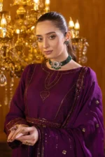 HOZ | Purple Embroidered Chiffon Maxi Dress – Luxury Formal Pret - GHAZAL - GU223 | Ready To Wear - Image 4