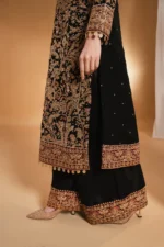 Haseens Official | 4 Piece Black Chiffon Embroidered Straight Kurta Flapper - Suhana | Ready To Wear - Image 5
