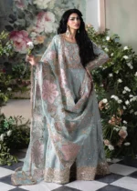 Haseens Official | 3 Piece Orange & Maroon Embroidered Net Straight Maxi - Falak | Ready To Wear - Image 9