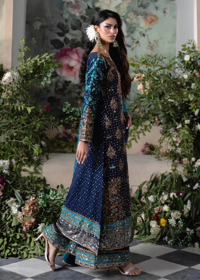 Haseens Official | 3 Piece Emerald Green Chiffon Embroidered Kurta Set - Mobina | Ready To Wear - Image 7