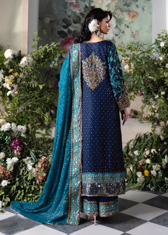 Haseens Official | 3 Piece Emerald Green Chiffon Embroidered Kurta Set - Mobina | Ready To Wear - Image 8