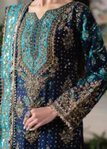 Haseens Official | 3 Piece Emerald Green Chiffon Embroidered Kurta Set - Mobina | Ready To Wear - Image 4
