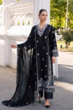 Batik | Black Ziva 3Pc - Festive Embroidered Lawn | Ready To Wear - Image 2
