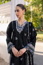 Batik | Black Ziva 3Pc - Festive Embroidered Lawn | Ready To Wear - Image 3
