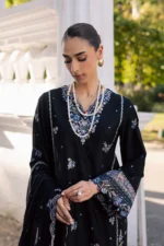 Batik | Black Ziva 3Pc - Festive Embroidered Lawn | Ready To Wear - Image 4