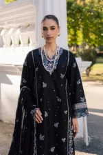 Batik | Black Ziva 3Pc - Festive Embroidered Lawn | Ready To Wear - Image 5