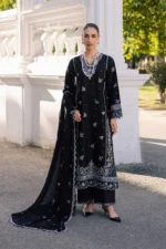 Batik | Black Ziva 3Pc - Festive Embroidered Lawn | Ready To Wear - Image 7