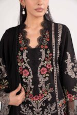 MARIA.B | 3 Piece Embroidered Lawn Suit-Lime Green - DW-EF26-91-Black | Ready To Wear - Image 2