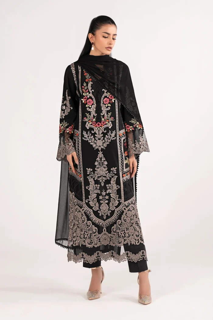 MARIA.B | 3 Piece Embroidered Lawn Suit-Lime Green - DW-EF26-91-Black | Ready To Wear - Image 6
