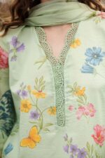 MARIA.B | 3 Piece Embroidered Lawn Suit | DW-EF26-31-Lime Green | Ready To Wear - Image 2