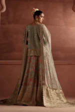 Maryum N Maria | 3 Piece Korean Silk Embroidered Lehenga Set – RECEPTION FLOWERS - MSS5900 | Ready To Wear - Image 5