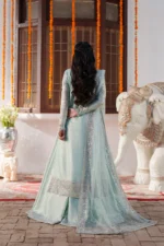 Maryum N Maria | 3 Piece Ice Blue Zari Tissue Embroidered Lehenga Set - PARIWAR - MWS5642 | Ready To Wear - Image 5