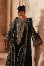 Maryum N Maria | 3 Piece Black Organza Embroidered Pret Set - SANVI - MWS5957 | Ready To Wear - Image 3