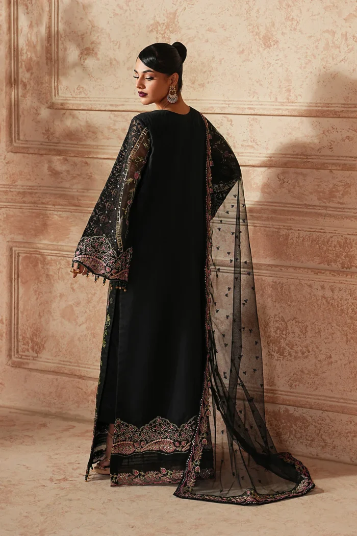 Maryum N Maria | 3 Piece Black Organza Embroidered Pret Set - SANVI - MWS5957 | Ready To Wear - Image 4