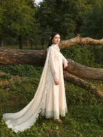 Ally's Official | 3 Piece Premium Chikankari Jacquard Embroidered Maxi | PEARL | Ready To Wear - Image 2
