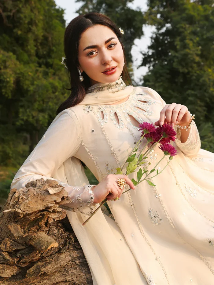 Ally's Official | 3 Piece Premium Chikankari Jacquard Embroidered Maxi | PEARL | Ready To Wear - Image 7