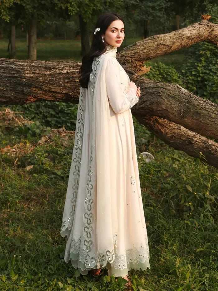 Ally's Official | 3 Piece Premium Chikankari Jacquard Embroidered Maxi | PEARL | Ready To Wear - Image 8