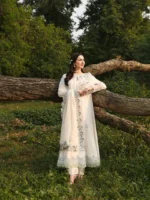 Ally's Official | 3 Piece Premium Chikankari Jacquard Embroidered Maxi | PEARL | Ready To Wear - Image 3