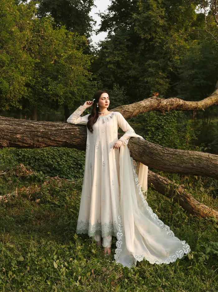 Ally's Official | 3 Piece Premium Chikankari Jacquard Embroidered Maxi | PEARL | Ready To Wear - Image 4