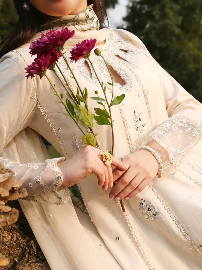 Ally's Official | 3 Piece Premium Chikankari Jacquard Embroidered Maxi | PEARL | Ready To Wear - Image 6
