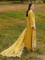 Ally's Official | 3 Piece Chikankari Jacquard Embroidered Shirt | SAFFRON | Ready To Wear - Image 8