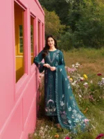 Ally's Official | 3 Piece Luxury Chikankari Jacquard Embroidered Suit | SAPPHIRE | Ready To Wear - Image 2