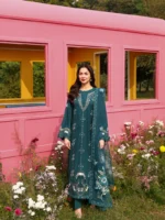 Ally's Official | 3 Piece Luxury Chikankari Jacquard Embroidered Suit | SAPPHIRE | Ready To Wear - Image 5