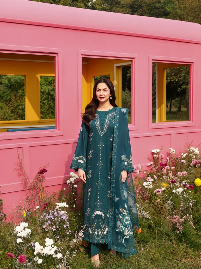 Ally's Official | 3 Piece Luxury Chikankari Jacquard Embroidered Suit | SAPPHIRE | Ready To Wear - Image 5