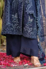HOZ | 3 Piece Royal Navy Embroidered Organza Formal Suit – ALEENA-GU720 | Ready To Wear - Image 7