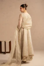 Naqshi | 3 Piece Light Skin Organza Embroidered Frock Set – Sohan | Ready To Wear - Image 4