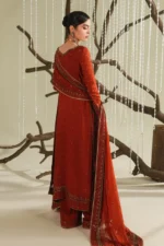 Naqshi | 3 Piece Rust Orange Indian Raw Silk Formal Set – Mivaan | Ready To Wear - Image 4