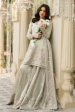 Naqshi | 3 Piece Silver Tissue Sharara Set – Meelina | Ready To Wear - Image 3