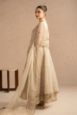 Naqshi | 3 Piece Light Skin Organza Embroidered Frock Set – Sohan | Ready To Wear - Image 5