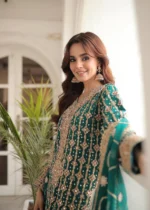Haseens Official | 3 Piece Sea Green Chiffon Embroidered Straight Kurta - Mahrukh | Ready To Wear - Image 6